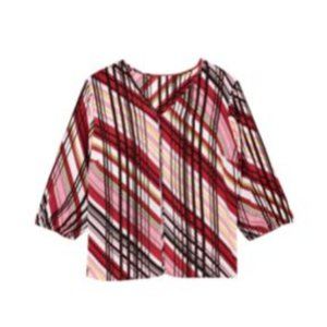 Meera Lane from Dia and Co Bugundy/Pink retro print polyester blouse 3X